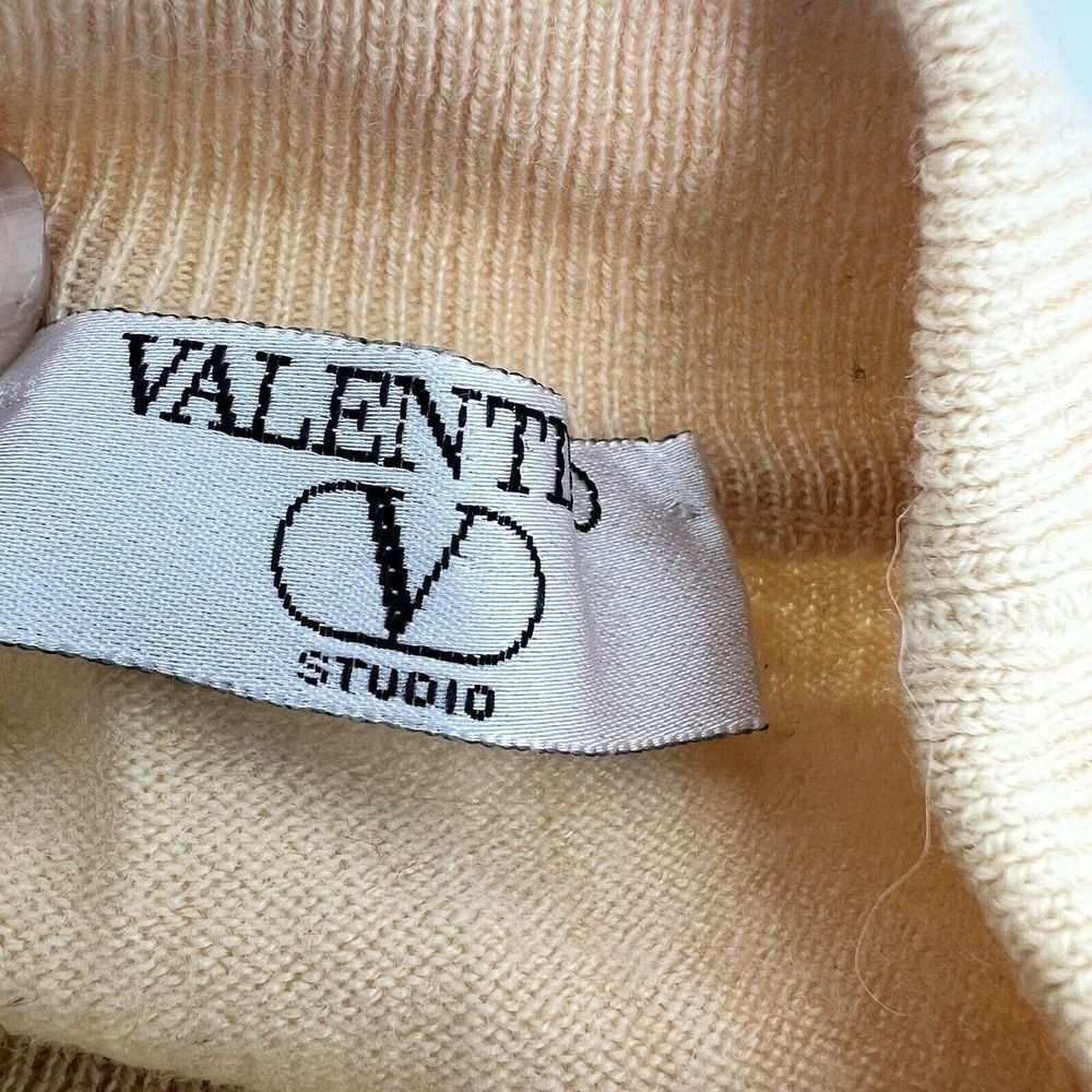 Valentino Studio Long Sleeve Mock Neck Sweater 100% Merino Wool Italy Size Small - Picture 4 of 6